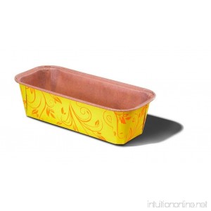 Premium Paper Baking Loaf Pan Perfect for Chocolate Cake Banana Bread Yellow with Orange Print Set of 225 - by EcoBake - B074MCR9T8